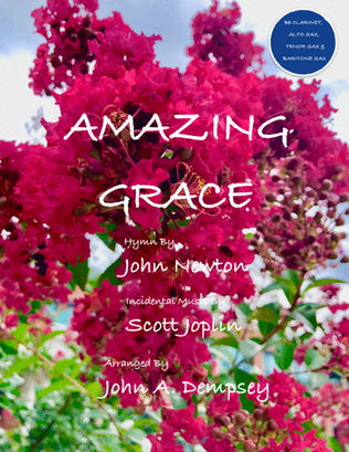 Book cover for Amazing Grace / The Entertainer (Woodwind Quartet): Clarinet, Alto Sax, Tenor Sax and Baritone Sax