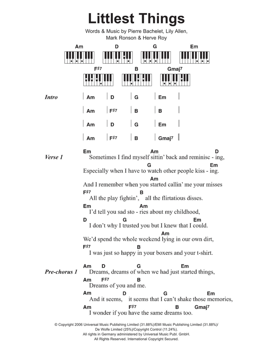 Littlest Things Piano scores gallery preview page 1