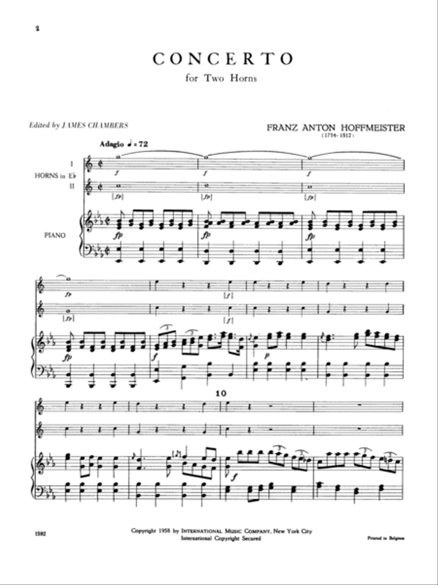 Concerto In E Flat Major (Horns In E Flat) Horn scores gallery preview page 2