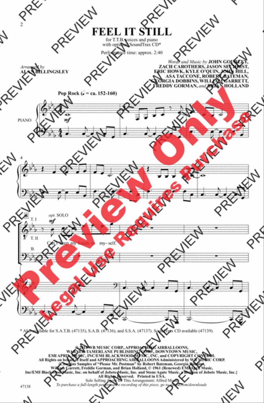 Feel It Still Men's Choir scores gallery preview page 2