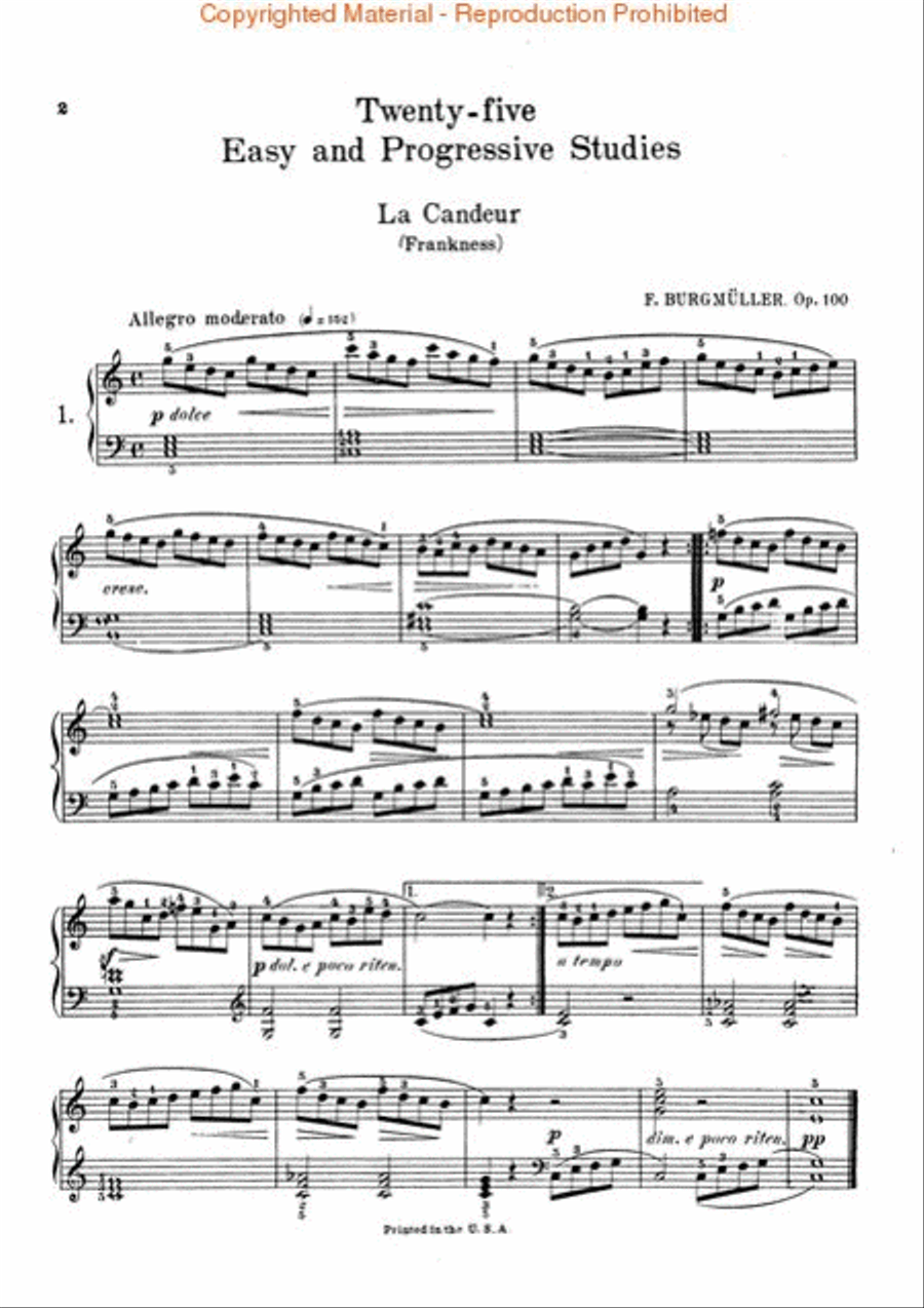 Twenty-Five Easy and Progressive Studies for the Piano, Op. 100 Piano Method scores gallery preview page 2