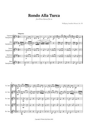 Rondo Alla Turca by Mozart for Sax Ensemble Quintet
