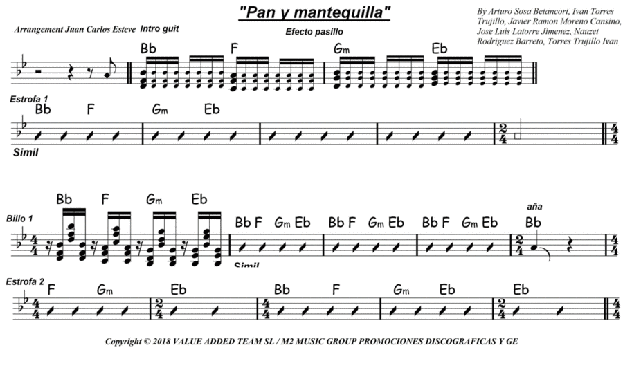 Pan Y Mantequilla Easy Piano scores gallery preview page 1