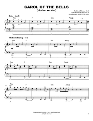 Carol of the Bells (hip-hop version) - Easy Piano