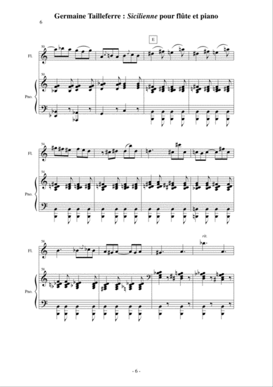 Germaine Tailleferre: Sicilienne for flute and piano Germaine Tailleferre: Sicilienne for flute and piano Flute Solo scores gallery preview page 6