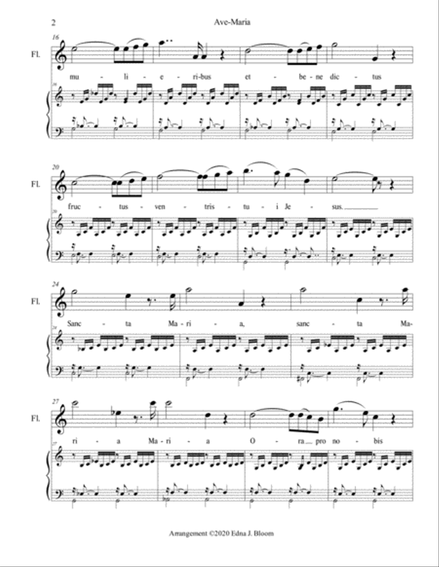Ave Maria (Bach-Gounod) flute with piano (mp3 accompaniment also available) Flute Solo scores gallery preview page 3