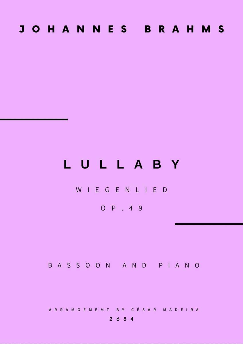 Brahms' Lullaby - Bassoon and Piano (Full Score and Parts) image number null