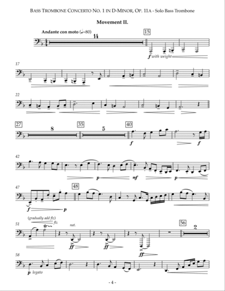 Bass Trombone Concerto No. 1 in D-Minor Bass Trombone scores gallery preview page 4