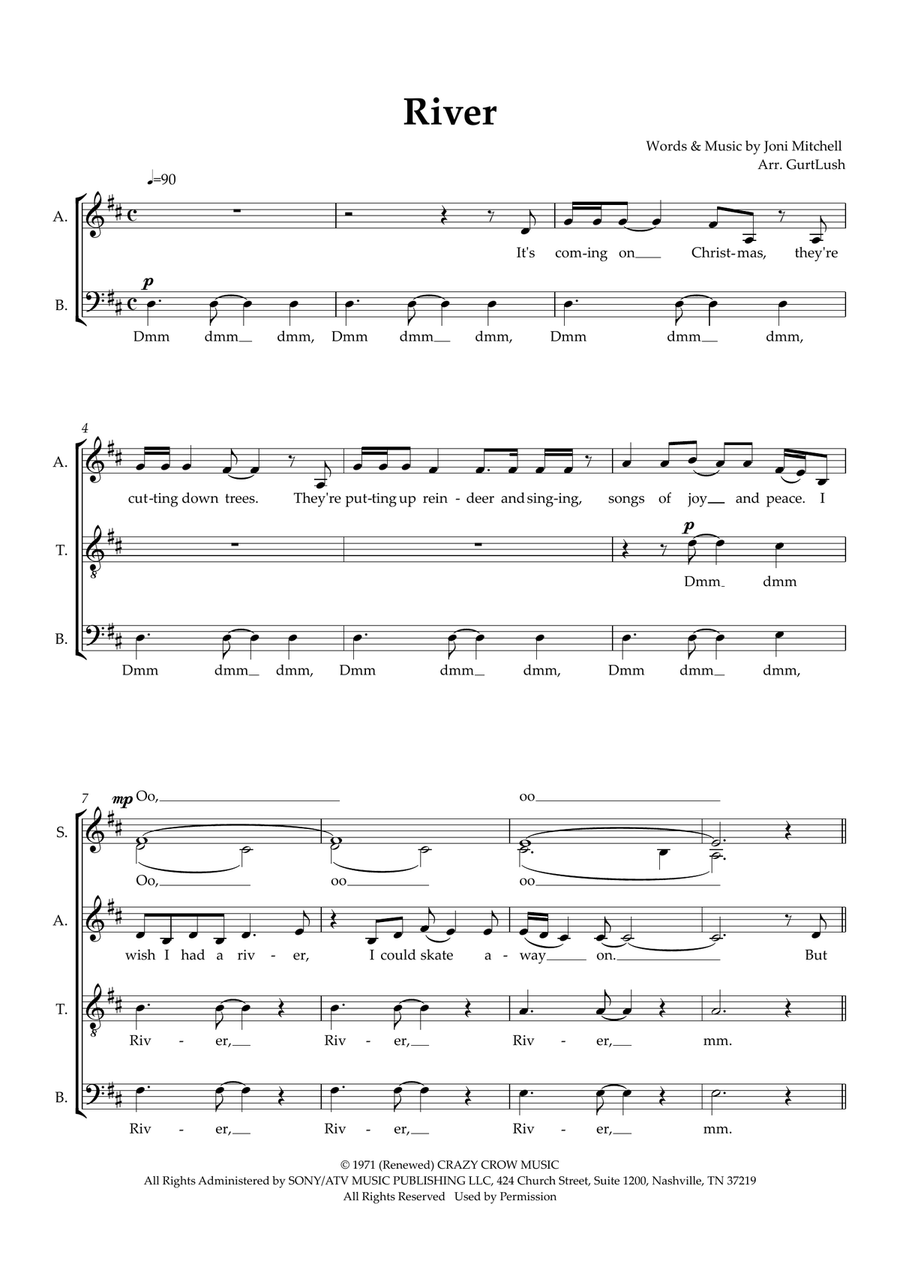 River (arr. Sam Burns) SSATB scores gallery preview page 1