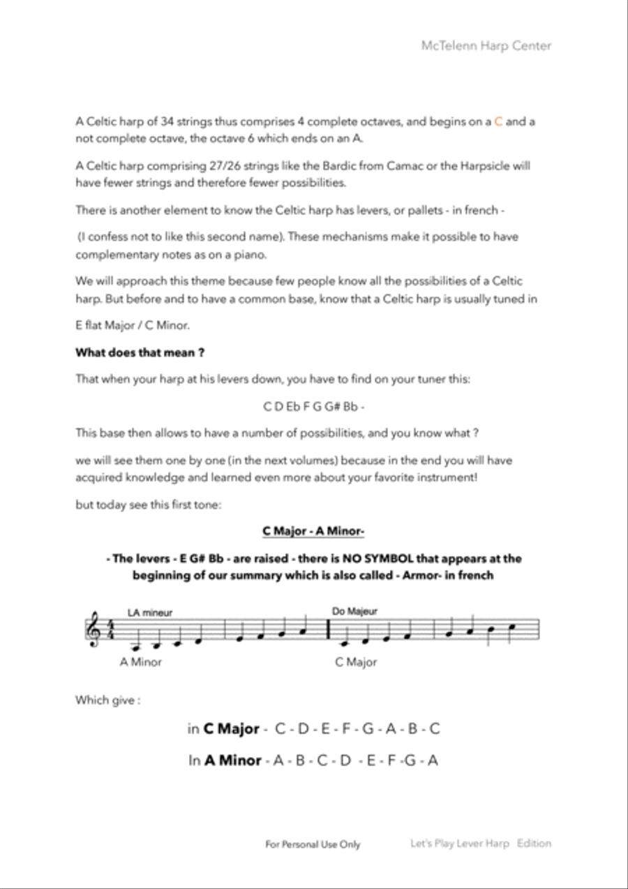 Sight Reading For lever harp - beginner to intermediate & 27/34 String | McTelenn Harp Center Celtic Harp scores gallery preview page 6