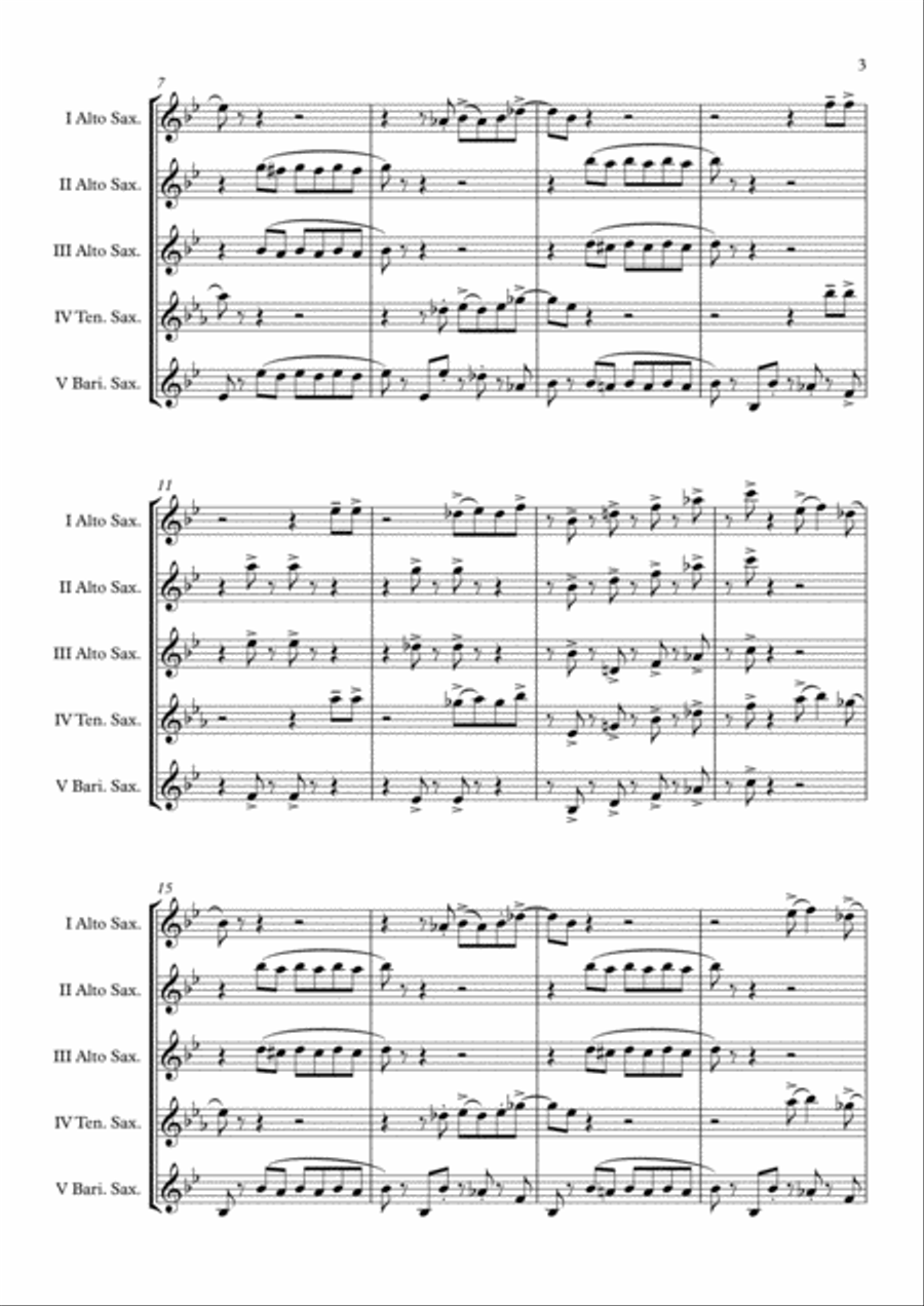 I Got You (I Feel Good) Saxophone Quintet scores gallery preview page 4
