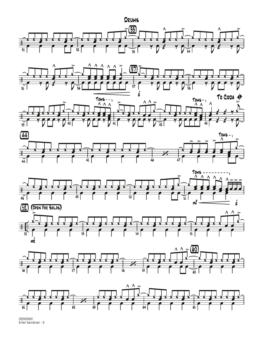 Enter Sandman - Drums Drums scores gallery preview page 2
