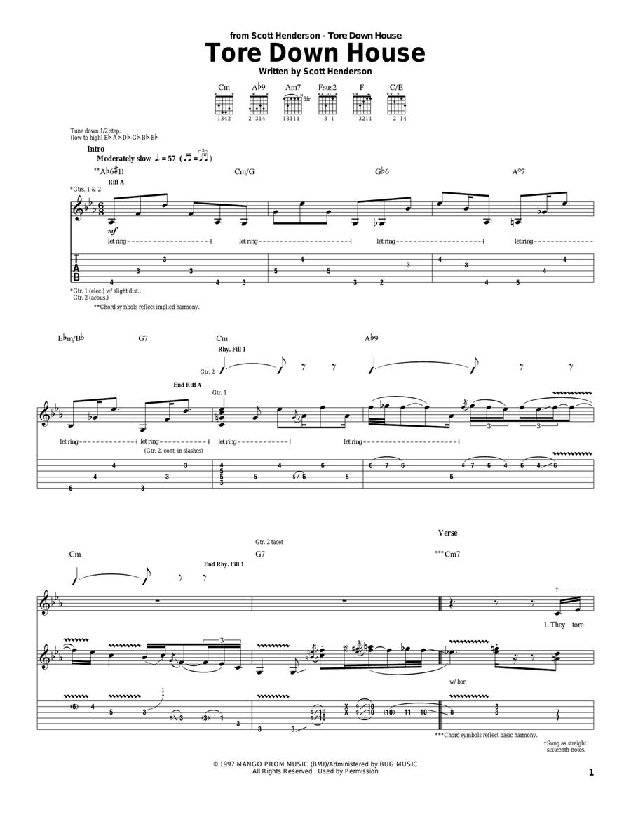 Tore Down House Acoustic Guitar scores gallery preview page 1