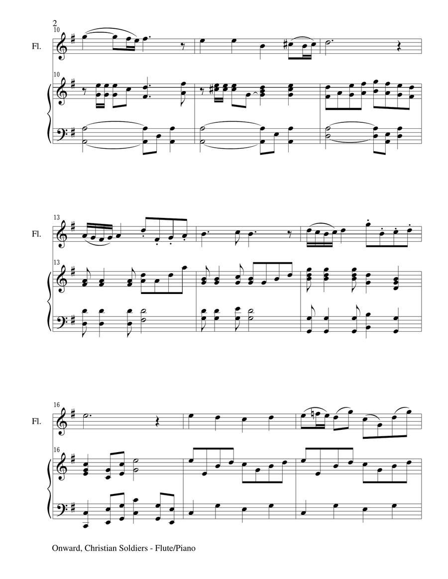 ONWARD, CHRISTIAN SOLDIERS (Flute/Piano and Flute Part) Flute Solo scores gallery preview page 2