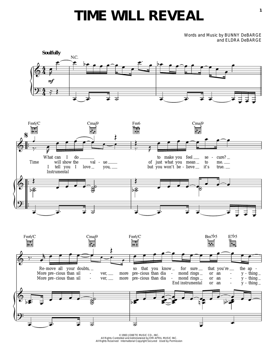 Time Will Reveal Time Will Reveal Piano, Vocal, Guitar scores gallery preview page 1