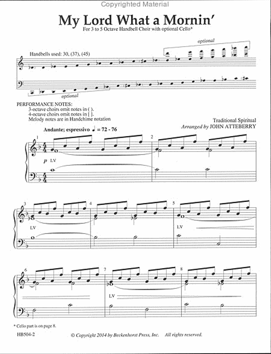 My Lord What a Mornin' - Atteberry 5-Octaves scores gallery preview page 2