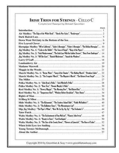 Irish Trios for Strings Cello C