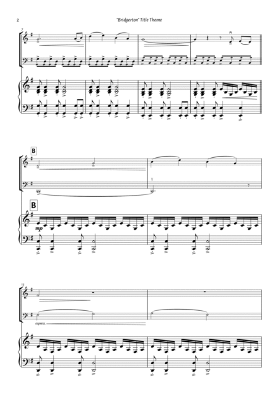 Bridgerton Theme Piano Trio scores gallery preview page 2