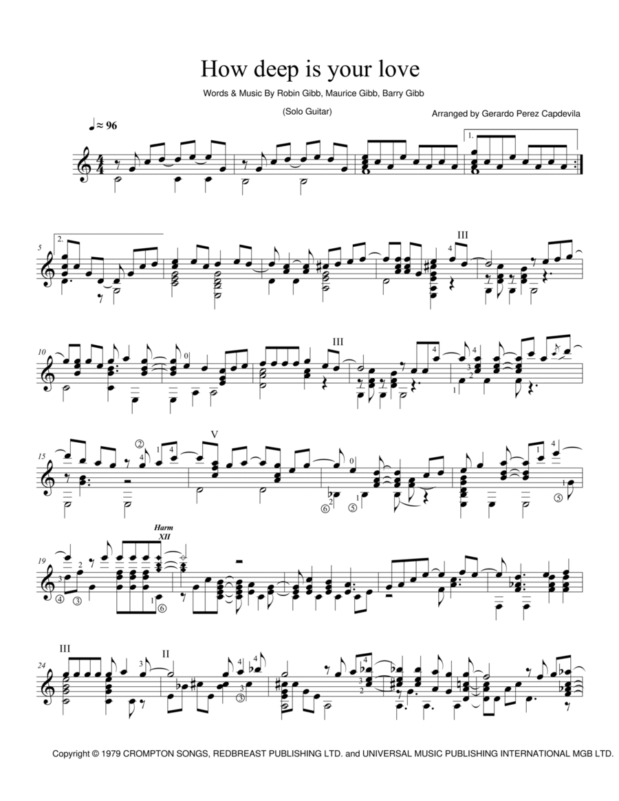 How Deep Is Your Love Acoustic Guitar scores gallery preview page 1