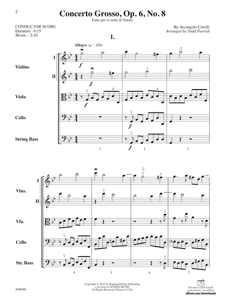Concerto Grosso, Op. 6, No. 8: Score