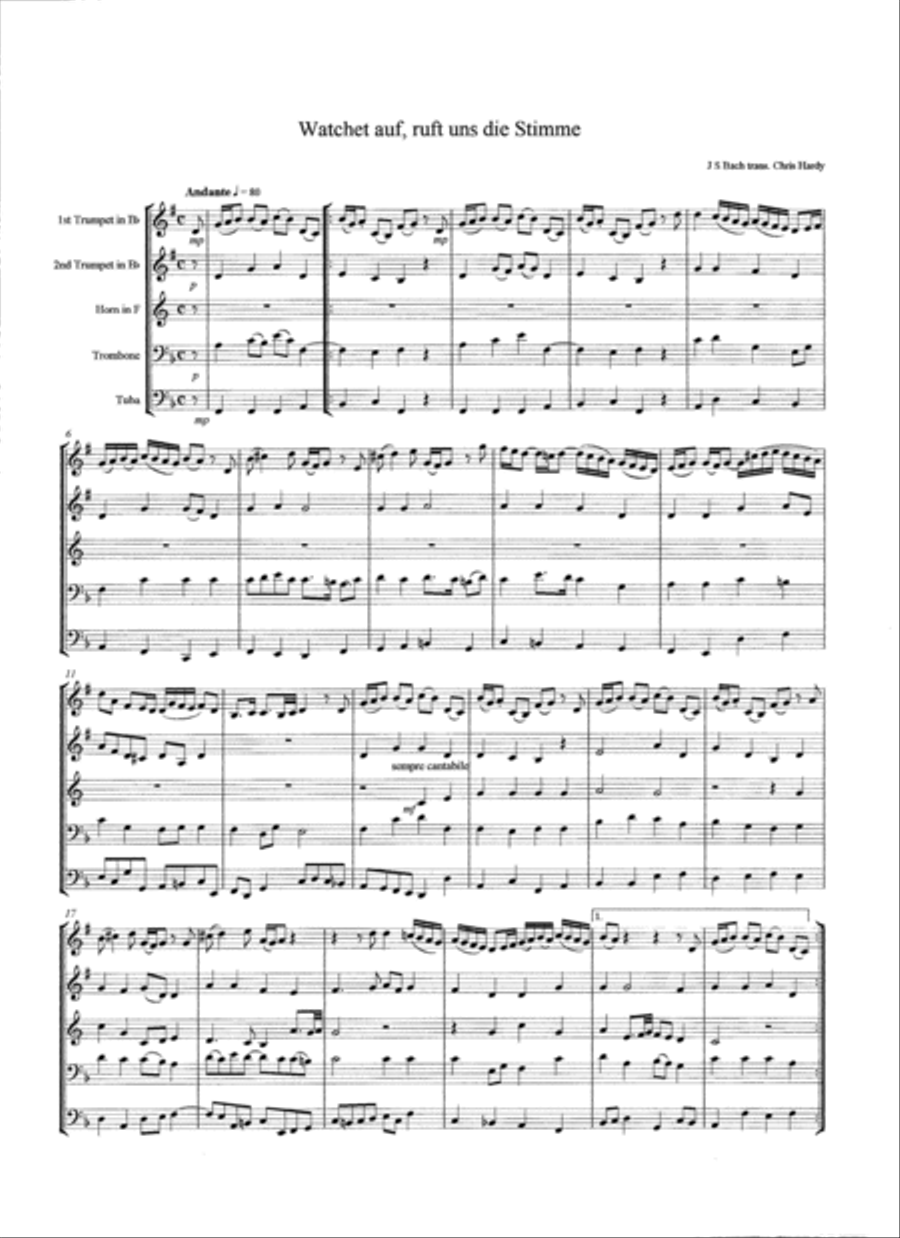 Wachet auf, ruft uns die Stimme Brass Ensemble scores gallery preview page 2