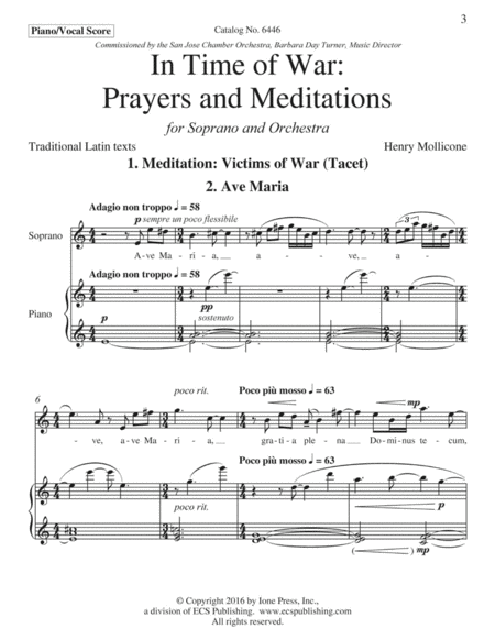 In Time of War: Prayers and Meditations (Piano/Vocal Score)