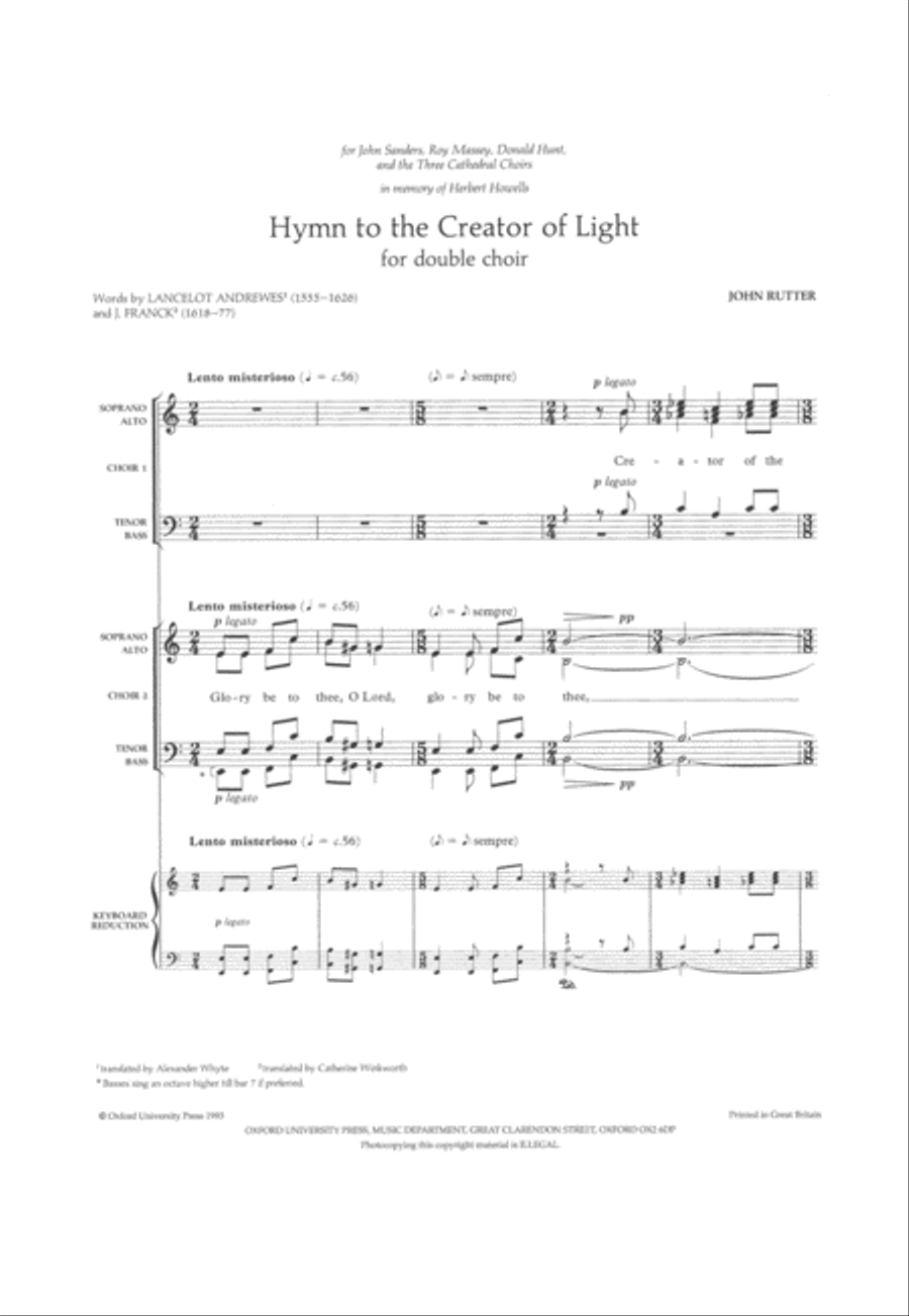 Hymn to the Creator of Light 4-Part scores gallery preview page 2