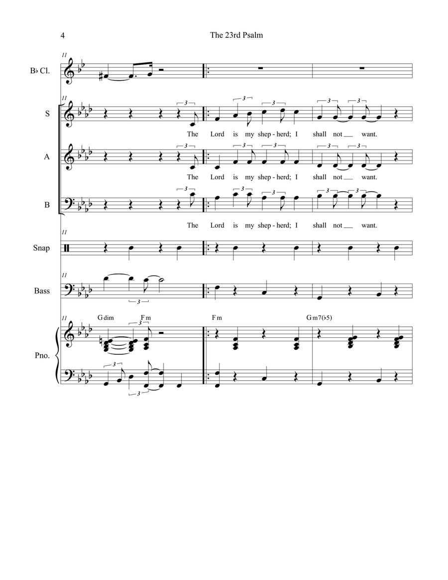 The 23rd Psalm (SAB - Alternate Version) 3-Part scores gallery preview page 4