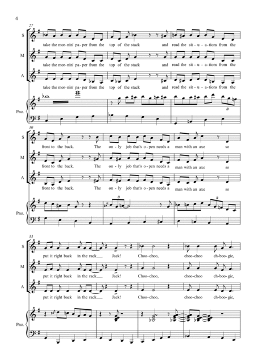 Choo Choo Ch' Boogie SSA scores gallery preview page 4
