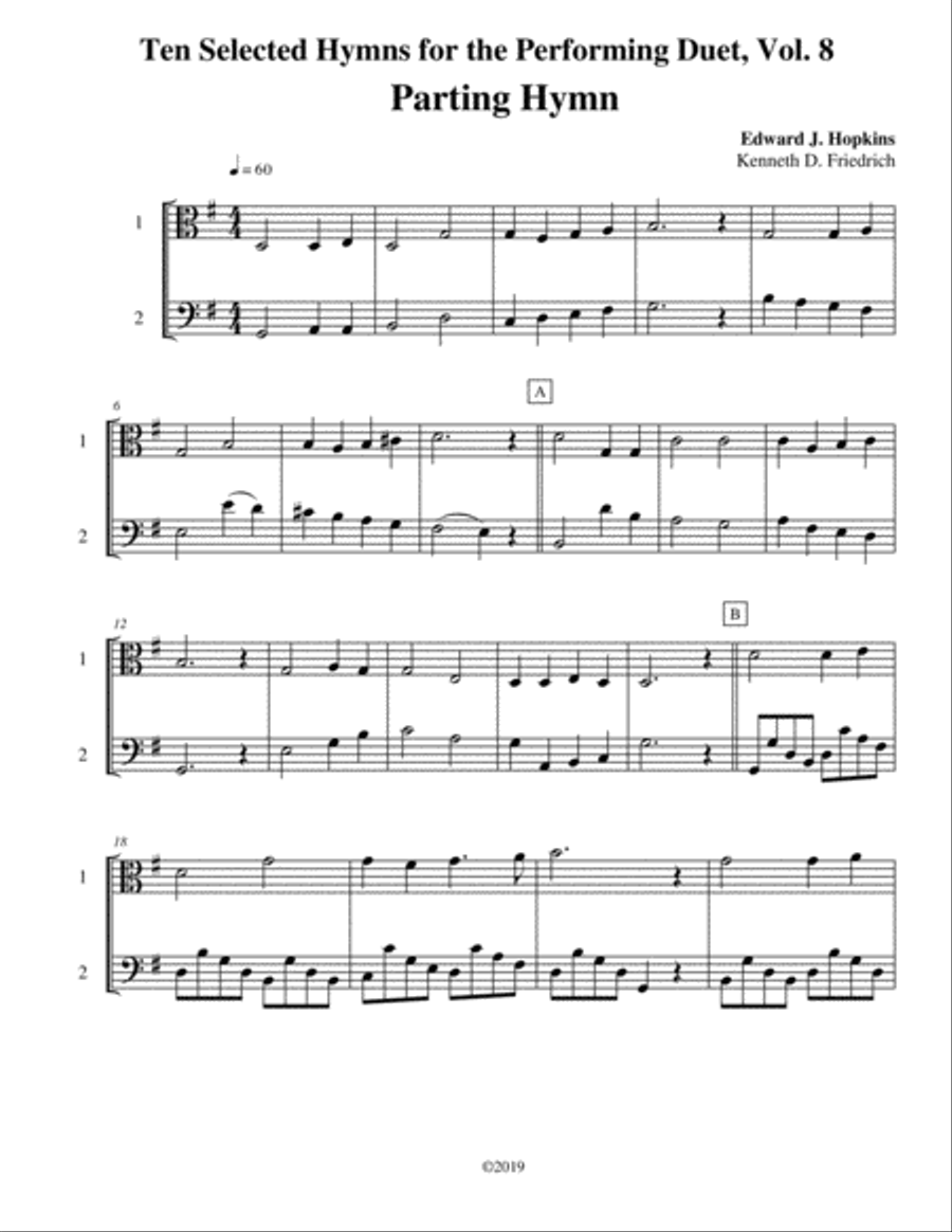Ten Selected Hymns for the Performing Duet, Vol. 8 - viola and cello Ten Selected Hymns for the Performing Duet, Vol. 8 - viola and cello String Duet scores gallery preview page 1