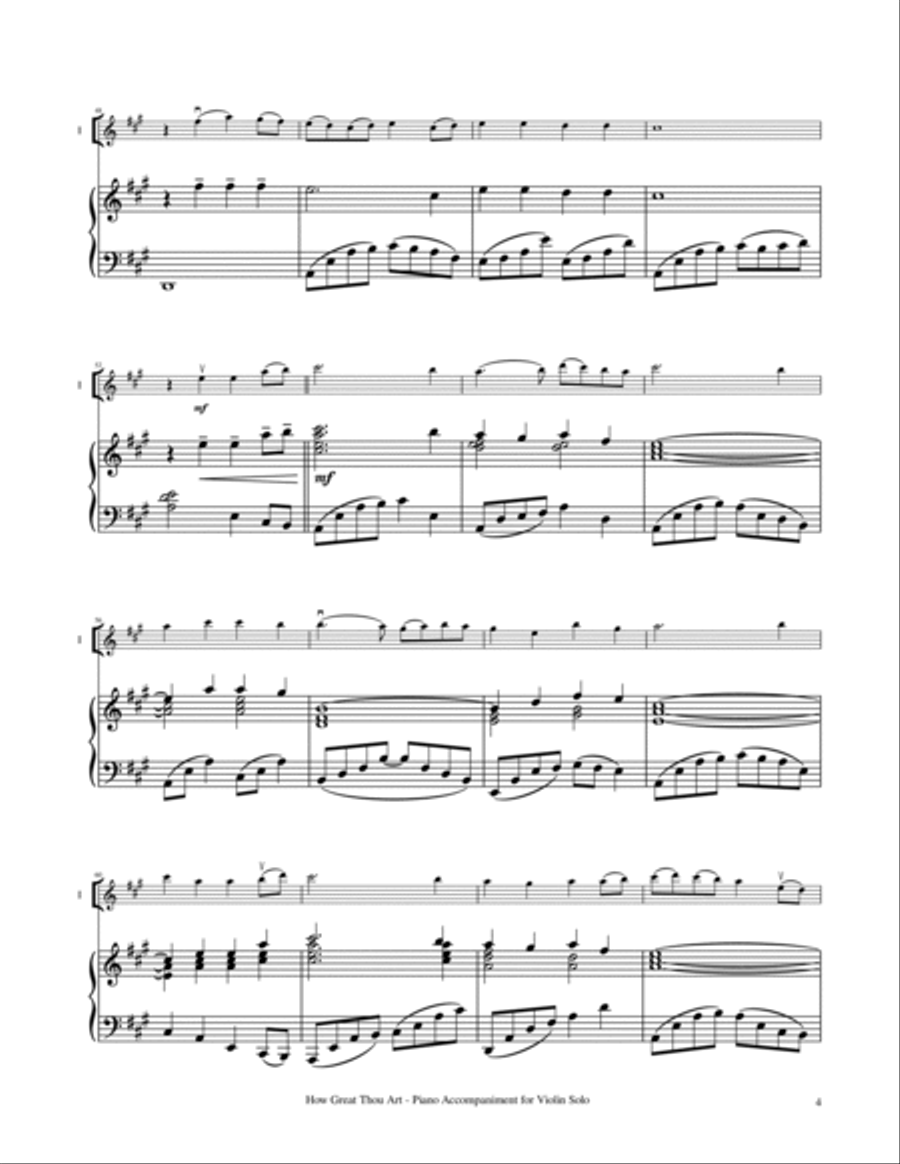 How Great Thou Art - Violin Solo with Piano Accompaniment Violin Solo scores gallery preview page 5