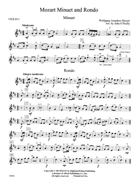 Mozart Minuet & Rondo: 1st Violin