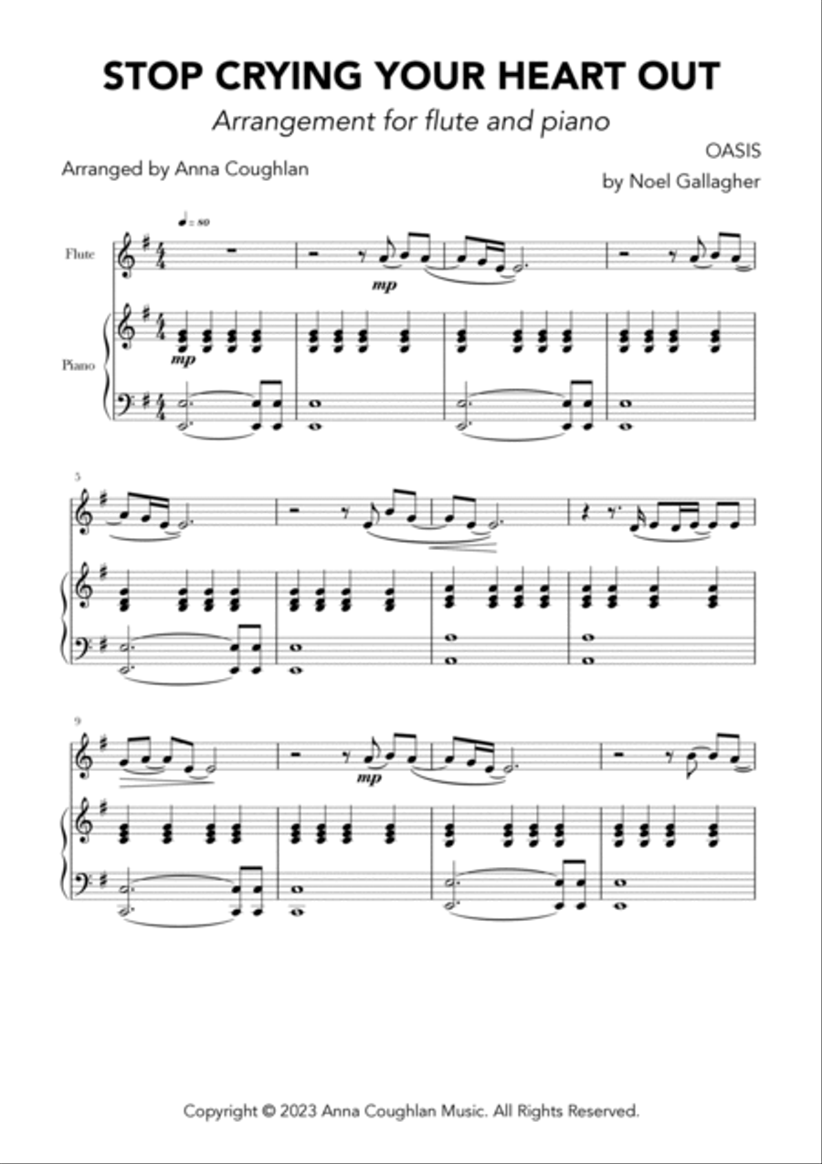 Stop Crying Your Heart Out Flute Solo scores gallery preview page 3