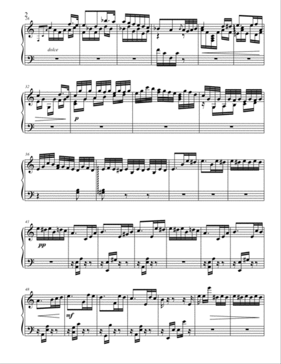 Fur Elise, for the left hand alone Piano Solo scores gallery preview page 2