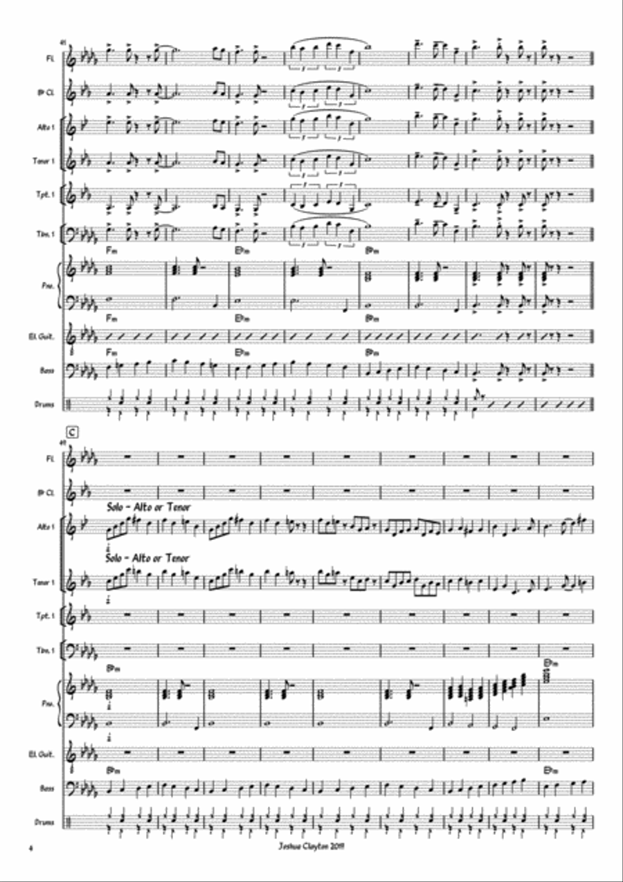 Serendipity - Coltrane influenced bebop tune. Jazz Ensemble scores gallery preview page 4