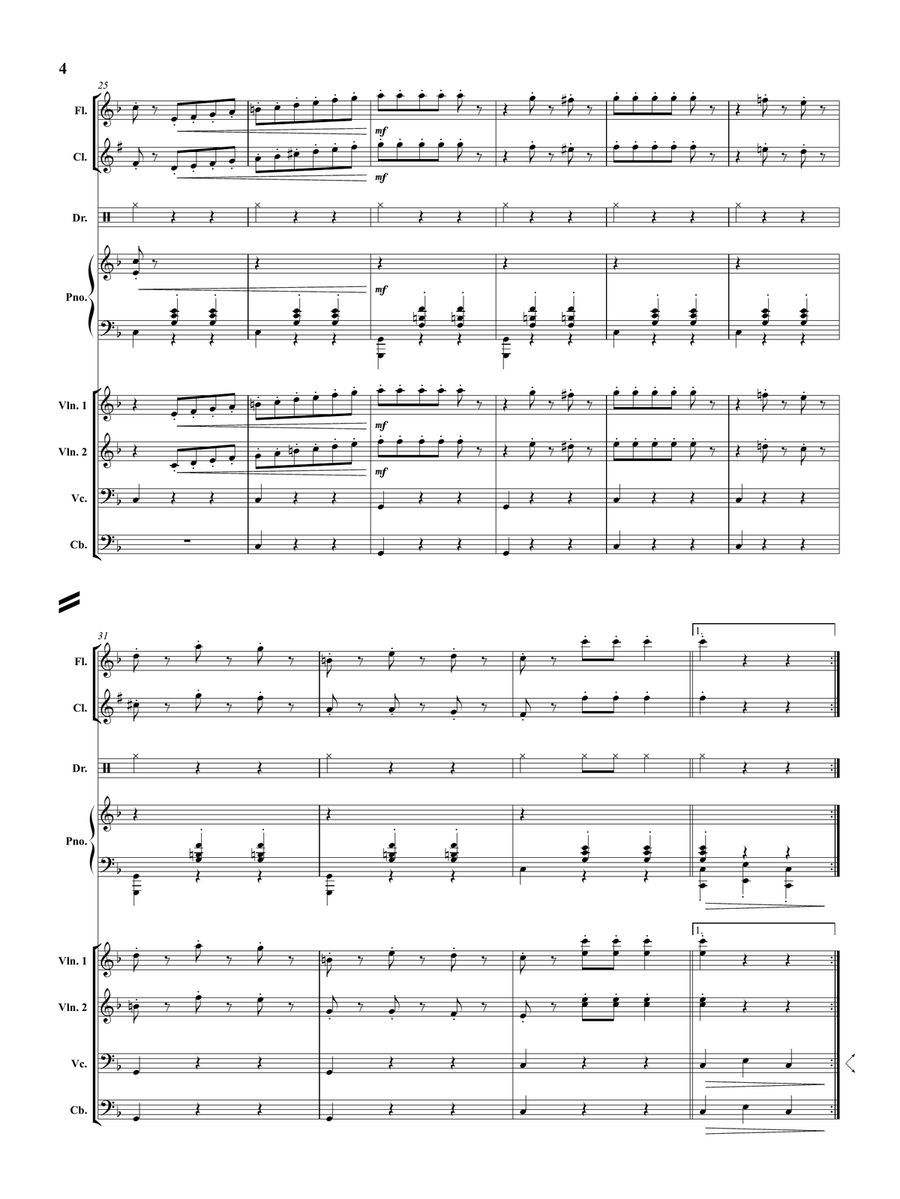 Il Gattopardo (Leopard) for Flute, Clarinet in Bb and String Orchestra Chamber Orchestra scores gallery preview page 5