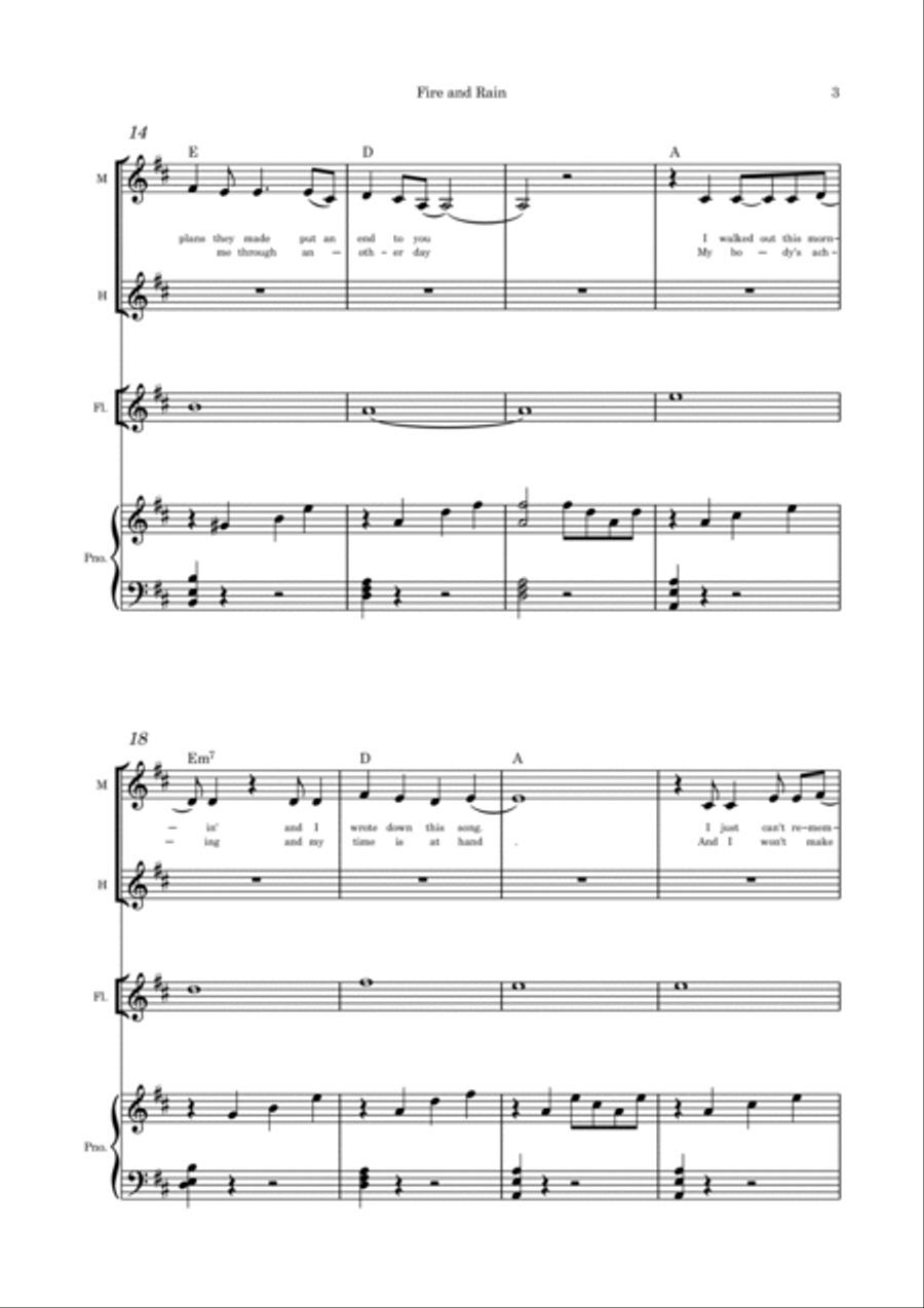 Fire And Rain Fire And Rain Alto Voice scores gallery preview page 3
