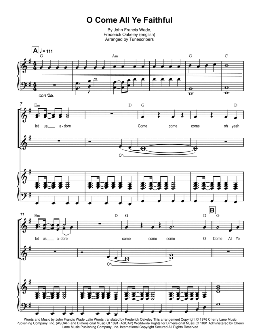 O Come All Ye Faithful Voice scores gallery preview page 1