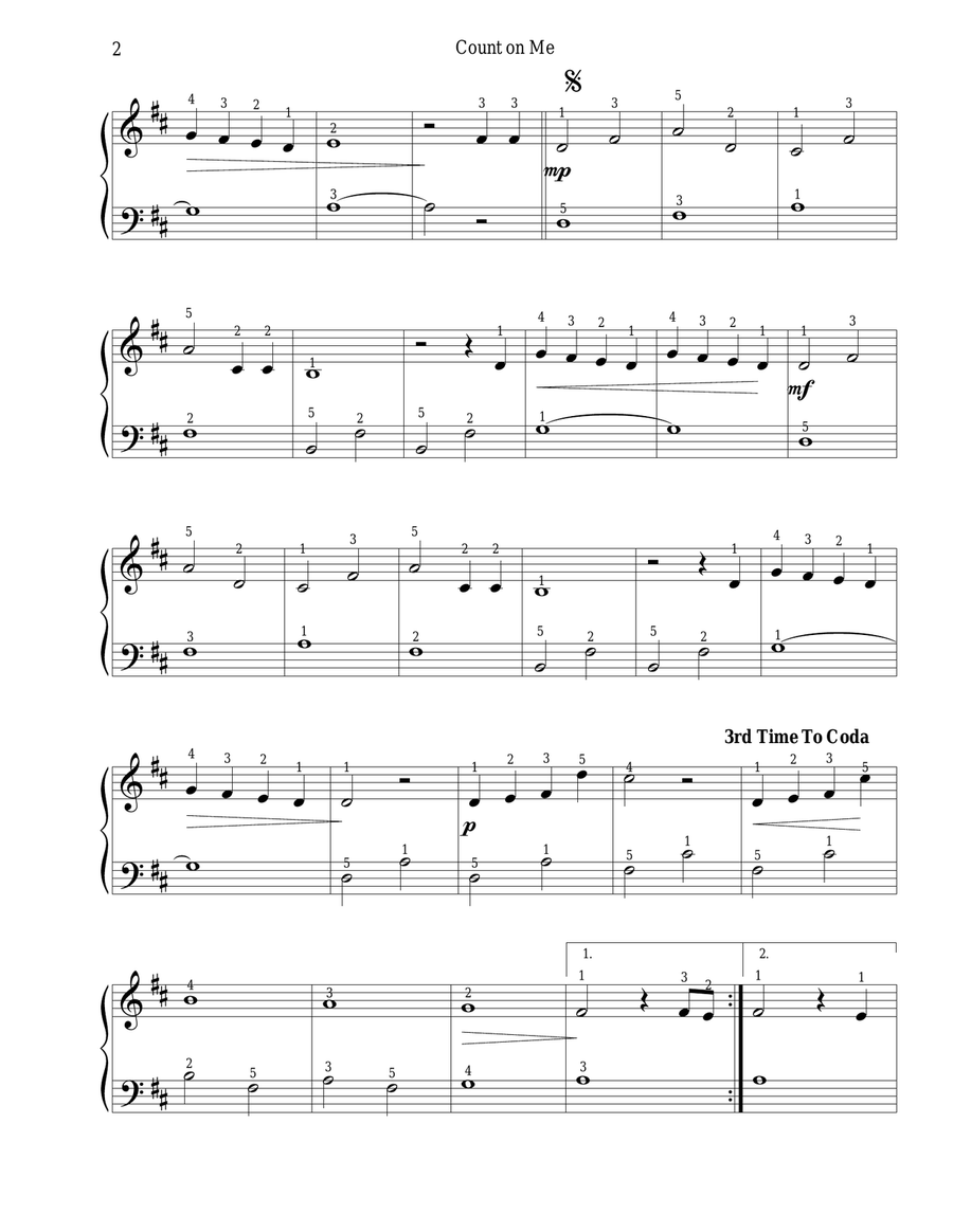 Count On Me Easy Piano scores gallery preview page 2