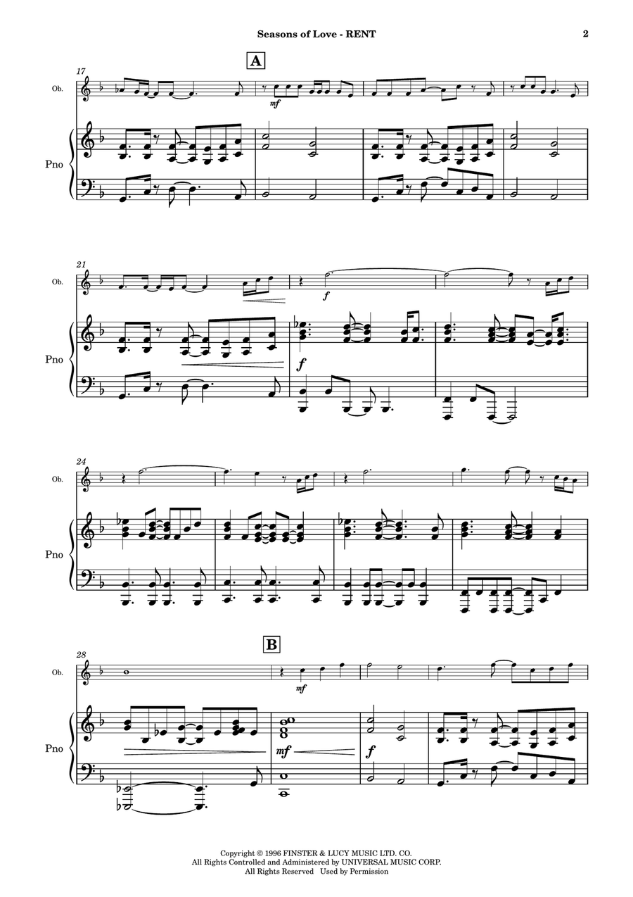Seasons Of Love Piano scores gallery preview page 3