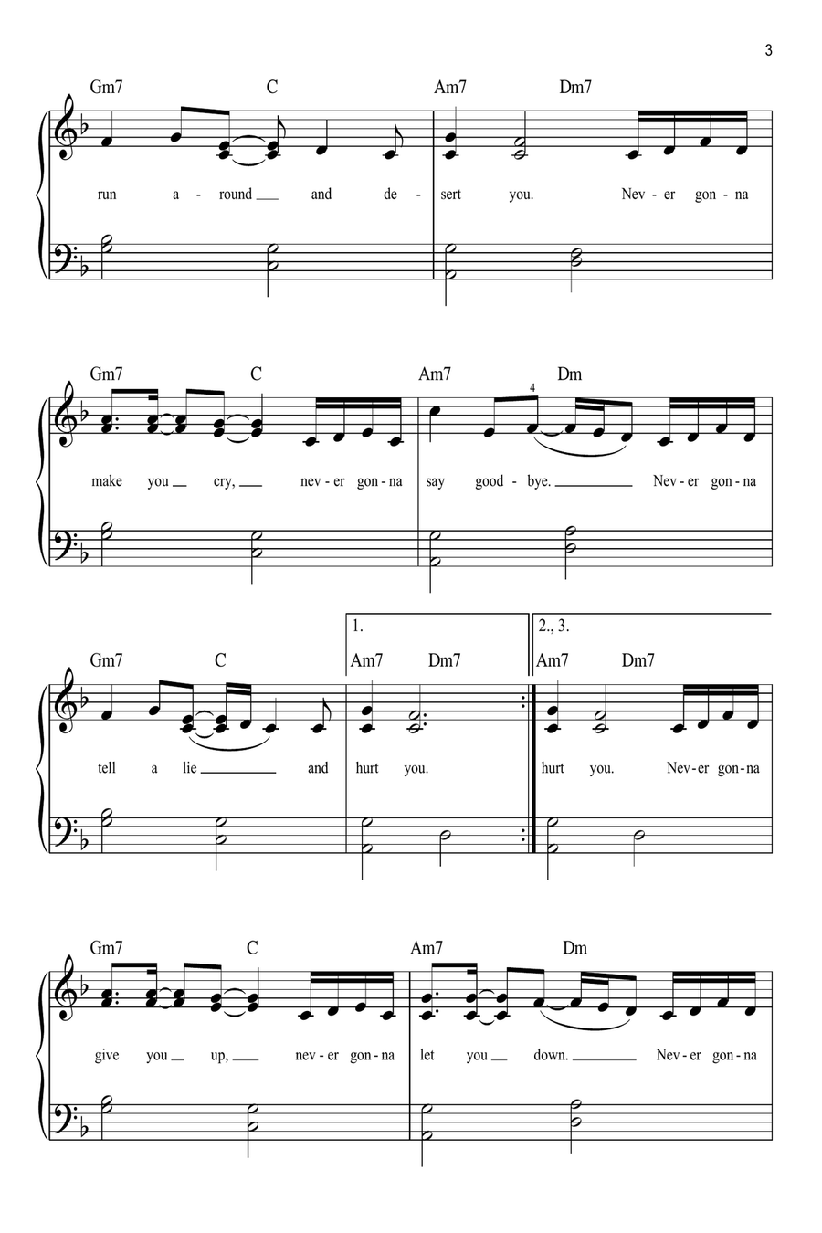 Never Gonna Give You Up Sheet music for Piano (Solo)