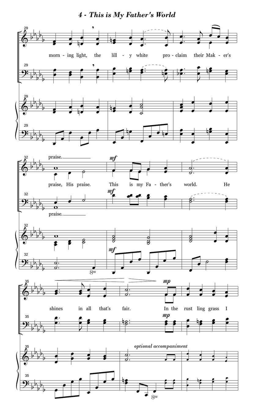 This is My Father's World 4-Part scores gallery preview page 4