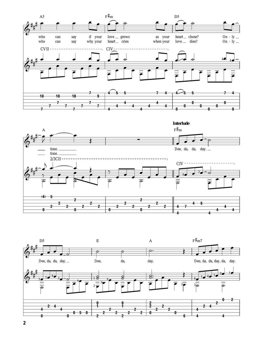 Only Time Acoustic Guitar scores gallery preview page 2