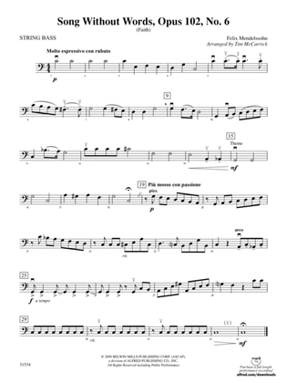 Book cover for Song Without Words, Opus 102, No. 6 (Faith): String Bass