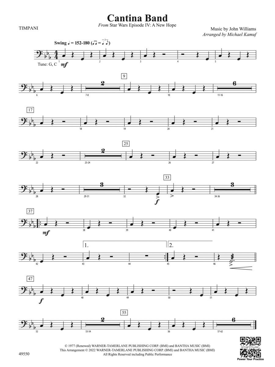 Cantina Band: Timpani Cantina Band: Timpani Concert Band scores gallery preview page 1