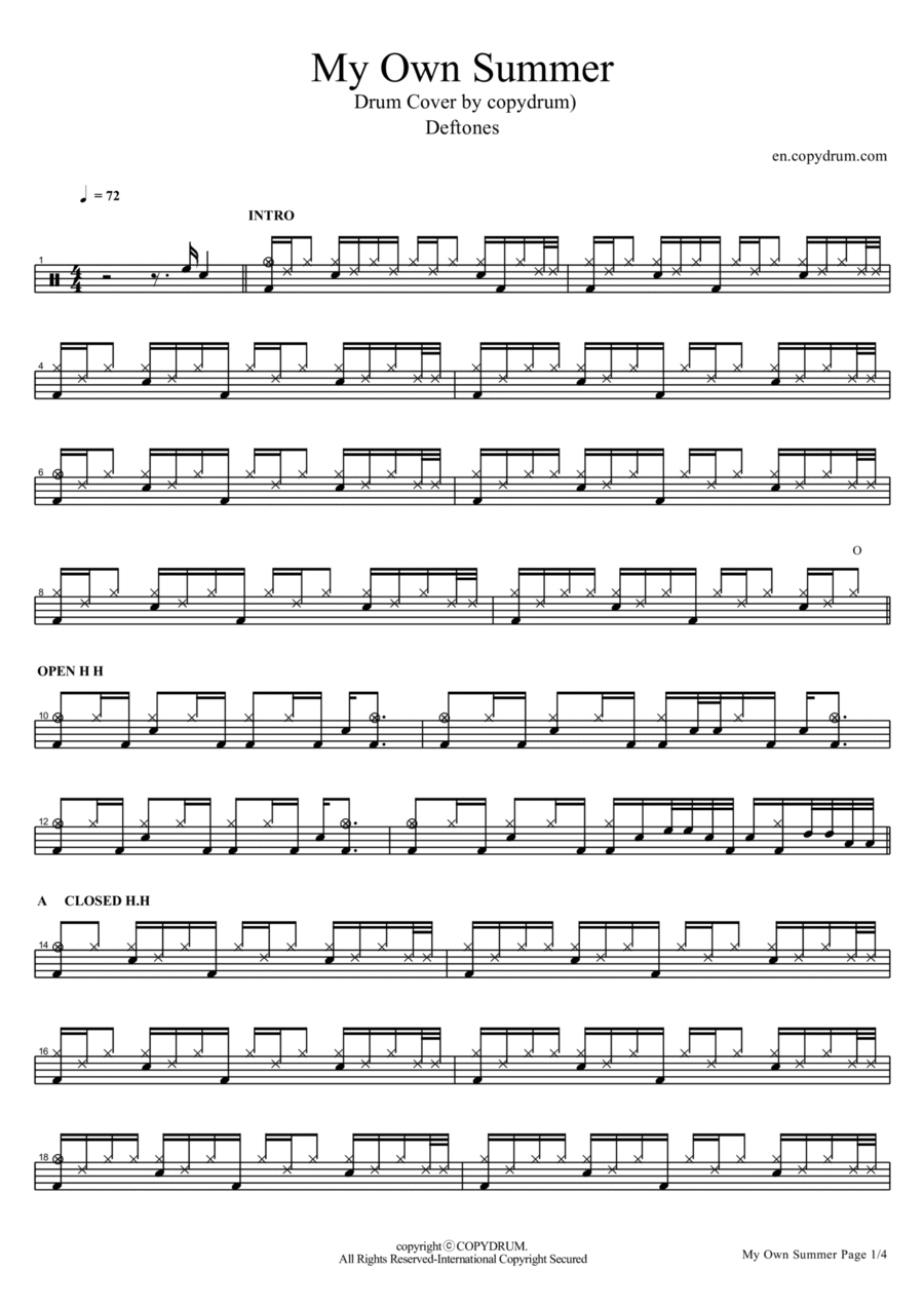 My Own Summer Drum Set scores gallery preview page 1