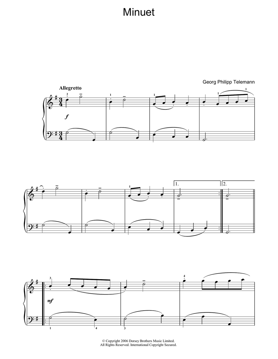 Minuet Minuet Piano, Vocal, Guitar scores gallery preview page 1