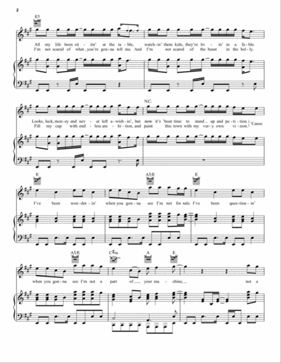 Machine Piano, Vocal, Guitar scores gallery preview page 2