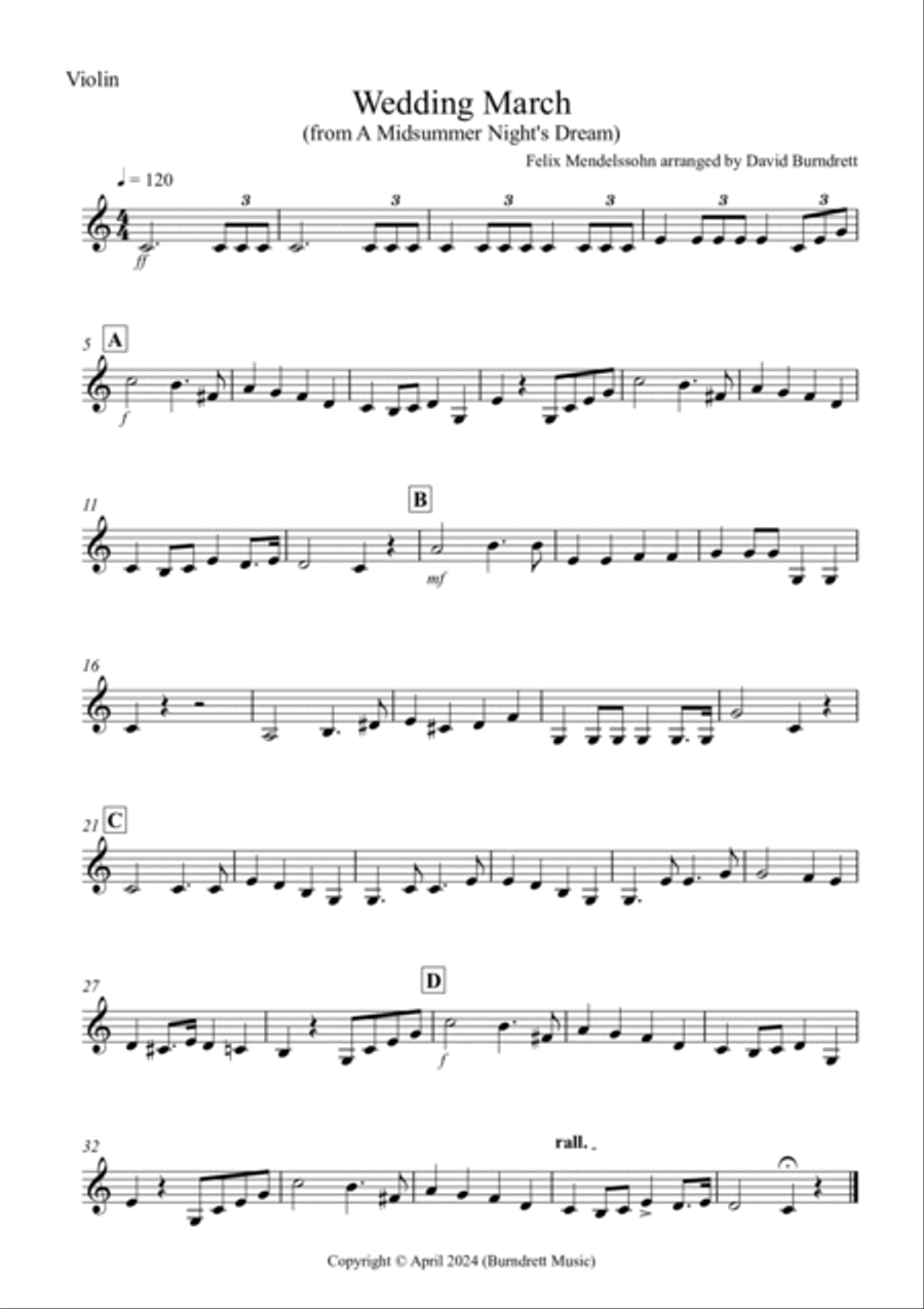Wedding March (from A Midsummer Night's Dream) for Violin and Cello Duet String Duet scores gallery preview page 3