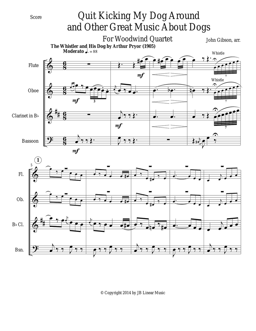 Quit Kicking My Dog Around and Other Music about Dogs for Woodwind Quartet Woodwind Quartet scores gallery preview page 2